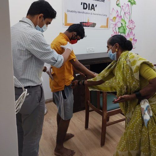 Disability Identification and Awareness camp: a community member being assessed under the Project DIA banner